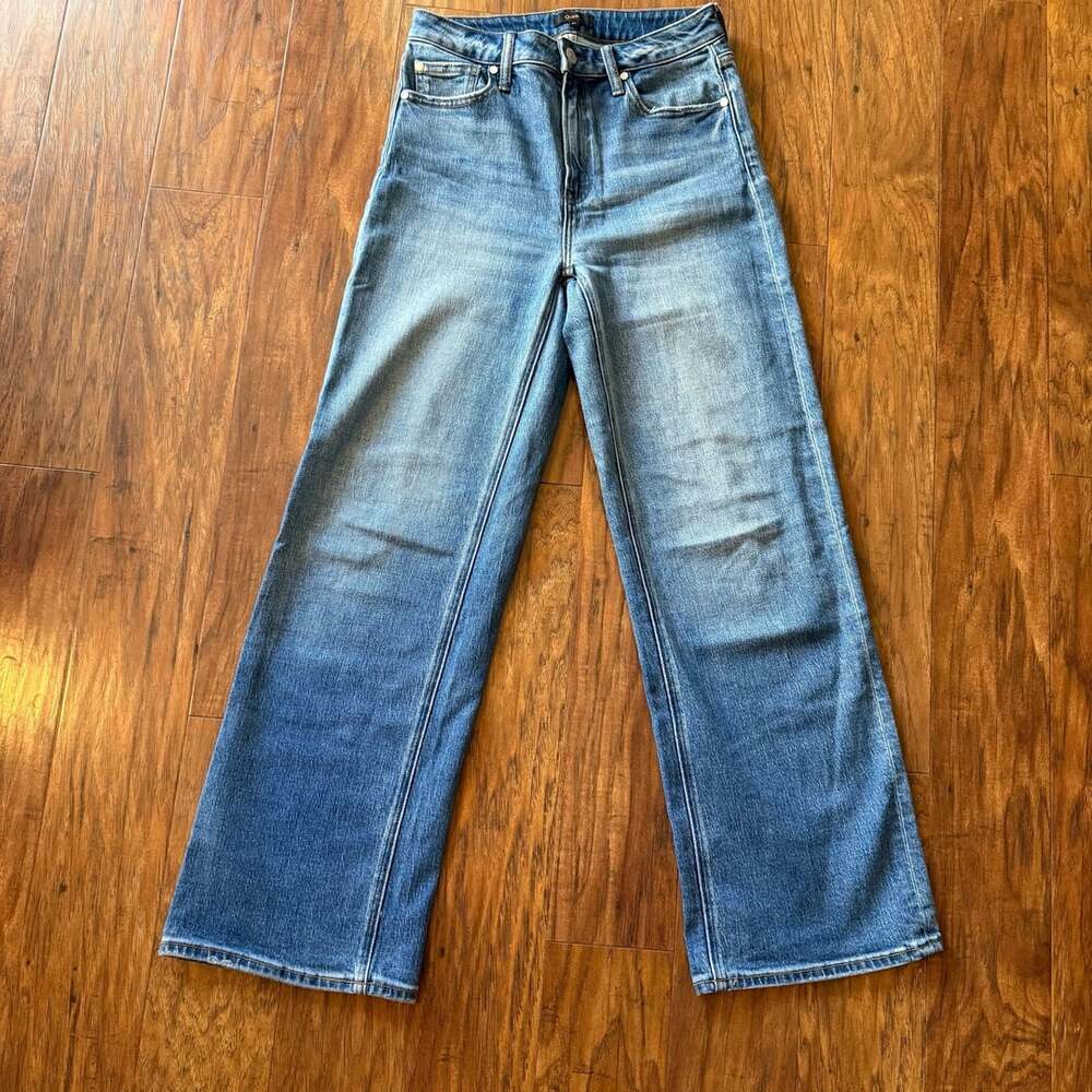 Quince Comfort Stretch High Rise Relaxed Straight Jeans Medium Wash Size 27